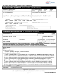 Document preview: Life Insurance Enrollment and Change Form - Kentucky