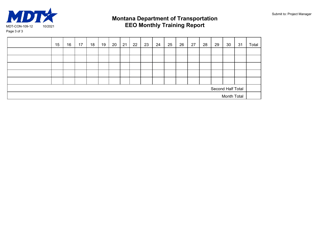 Form MDT-CON-109-12 07a-Ojt Monthly Training Report - Montana, Page 3