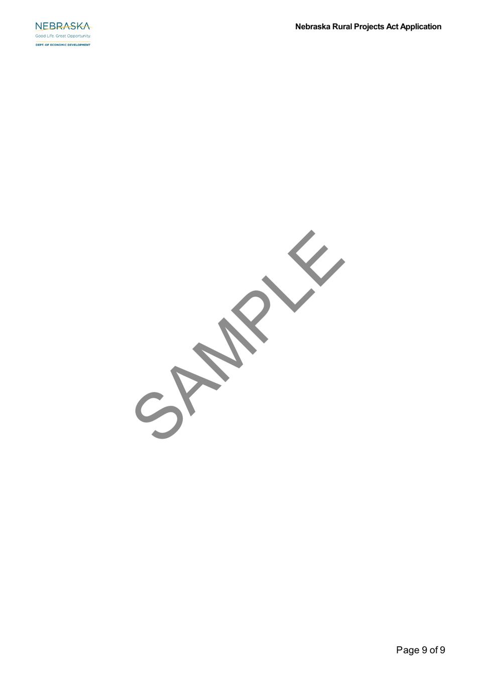 Sample Nebraska Rural Projects Act Application - Nebraska, Page 9