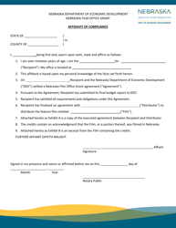 Document preview: Affidavit of Compliance - Nebraska Film Office Grant - Nebraska