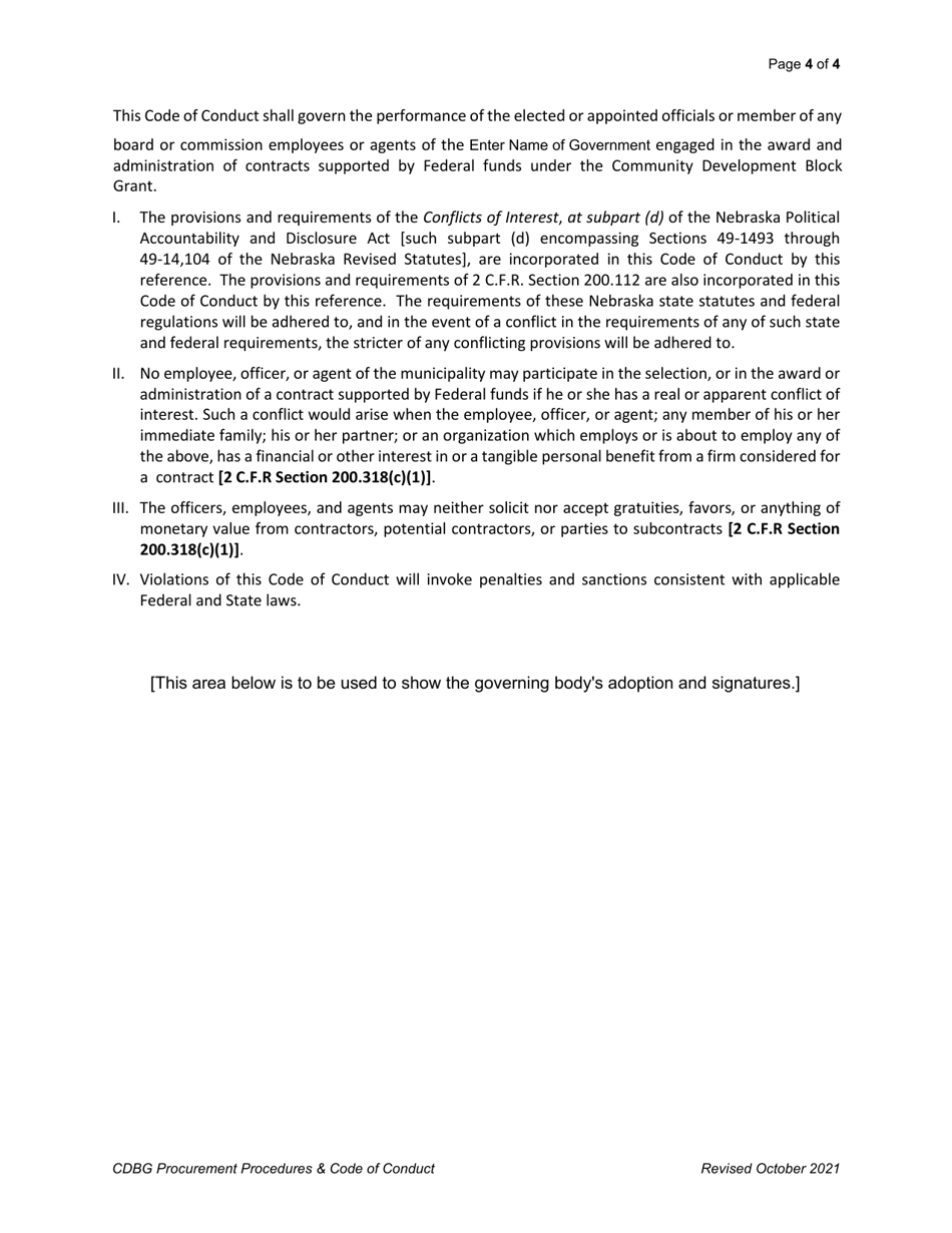 Procurement Standards and Code of Conduct Template - Nebraska, Page 4