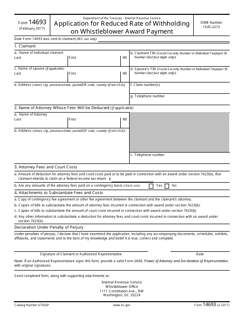IRS Form 14693  Printable Pdf