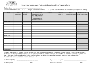 Document preview: Experience Hour Tracking Form - Antioch University