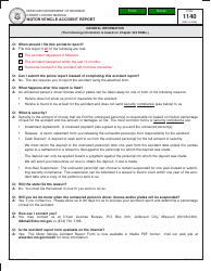 Document preview: Form 1140 Motor Vehicle Accident Report - Missouri