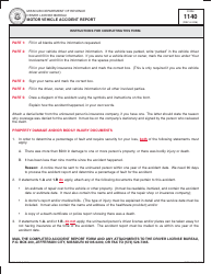 Form 1140 Motor Vehicle Accident Report - Missouri, Page 2