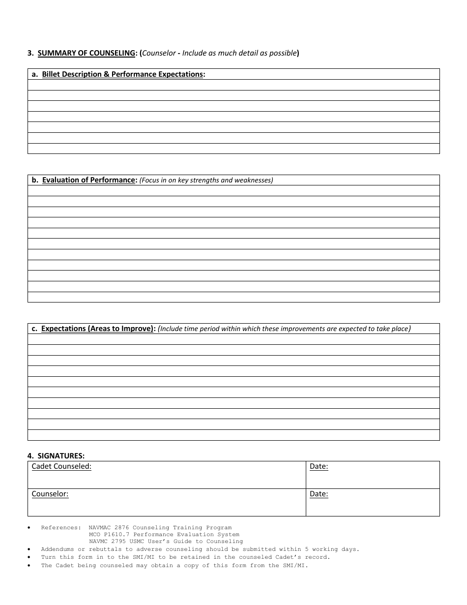 Mcjrotc Cadet Counseling Form - Fill Out, Sign Online and Download PDF ...