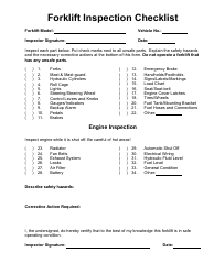 Document preview: Forklift Inspection Checklist Template