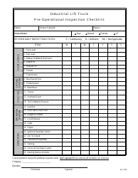 Document preview: Industrial Lift Truck Pre-operational Inspection Checklist Template