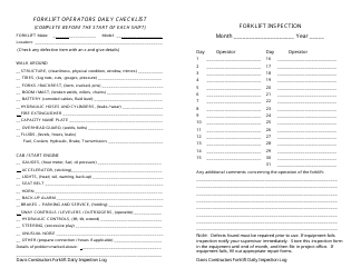 Document preview: Forklift Operators Daily Checklist and Inspection Form - Davis Constructors & Engineers, Inc