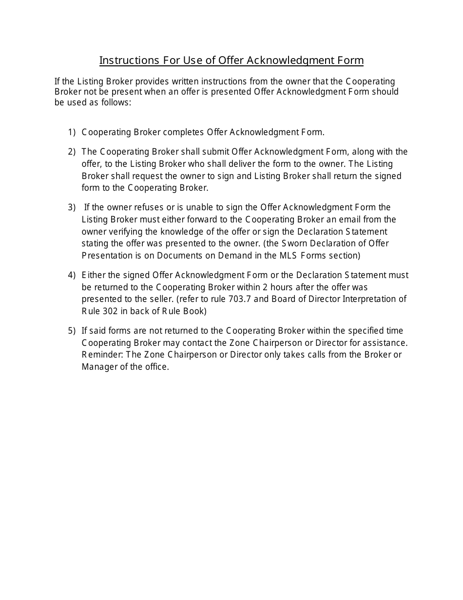 Offer Acknowledgment  Registration Form - Long Island Multiple Listing Service Realtors, Page 2