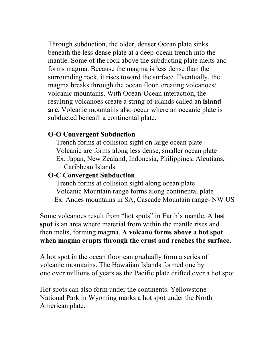 Volcanoes and Plate Tectonics Reading Comprehension Worksheet, Page 2