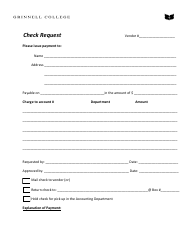 Document preview: Check Request Template - Grinnell College