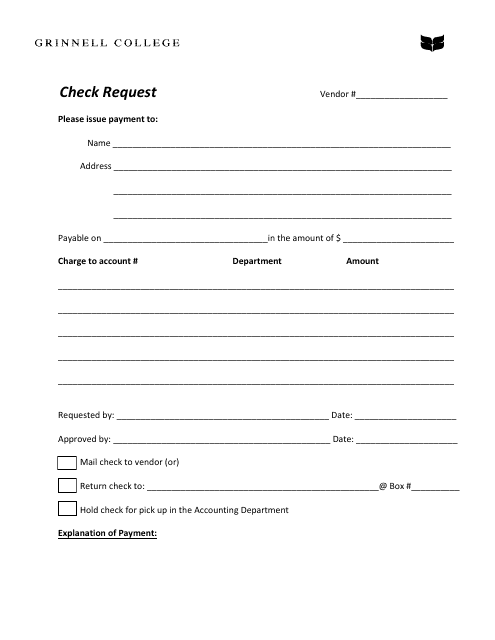 Check Request Template - Grinnell College Download Pdf