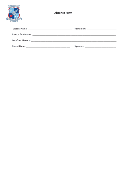 Student Absence Form - Sacred Heart College Download Pdf