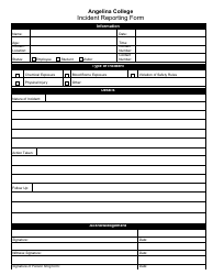 Document preview: Incident Reporting Form - Angelina College