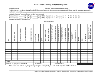 Counting Study Reporting Form