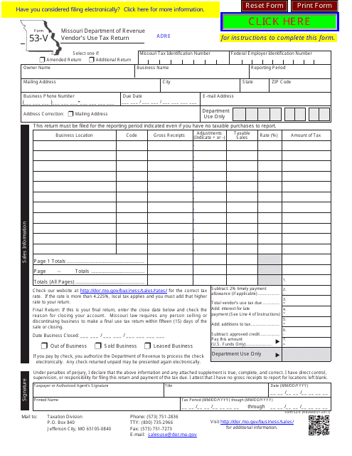 Form 53-v  Printable Pdf