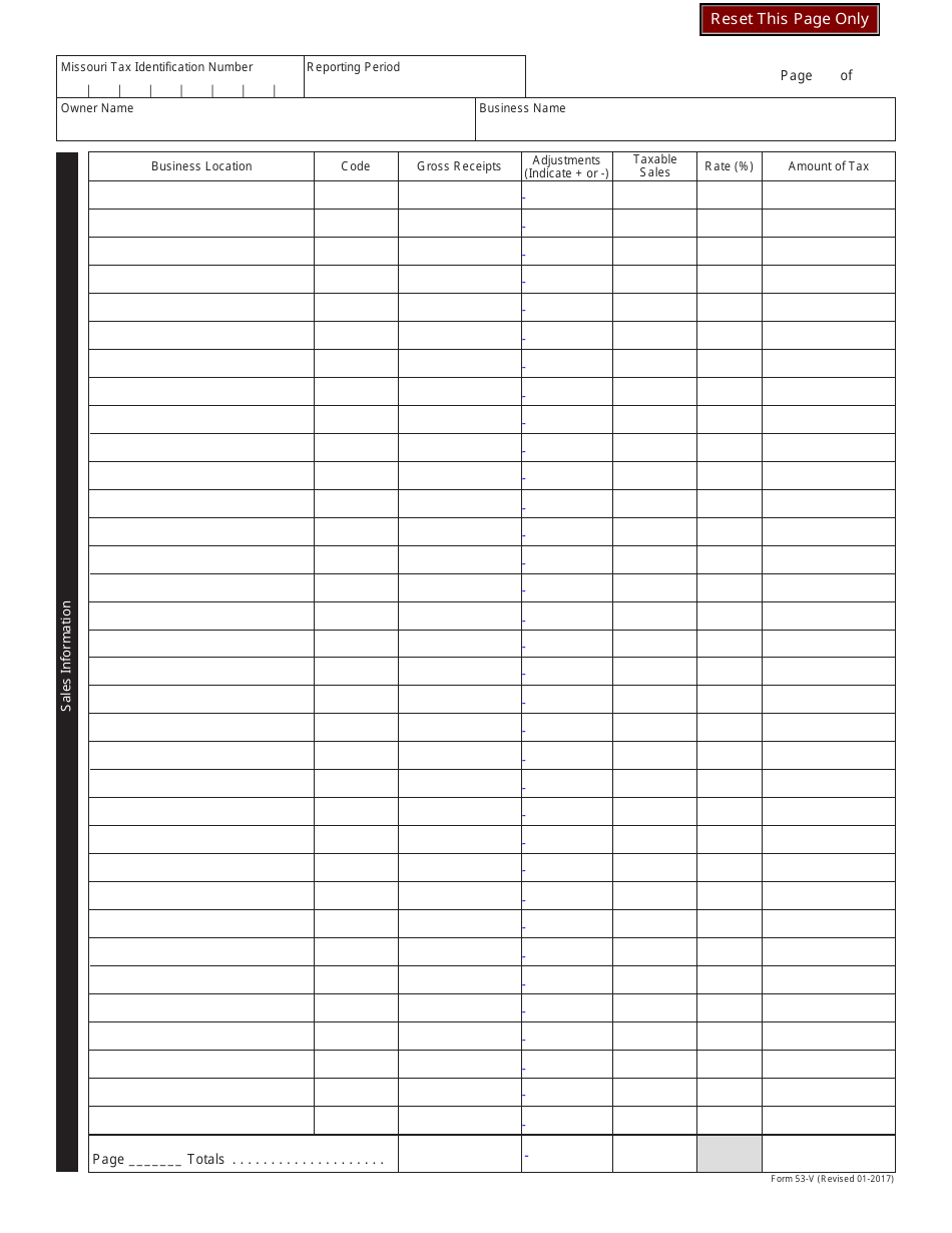 Form 53-v - Fill Out, Sign Online and Download Fillable PDF, Missouri ...