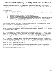 Veteran&#039;s Preference Application Form - Minnesota, Page 2