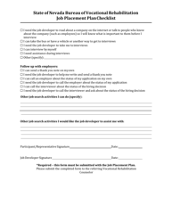 Job Placement Plan Checklist - Nevada, Page 2