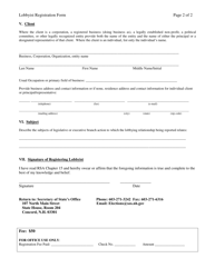 Lobbyist Registration Form - New Hampshire, Page 2