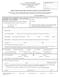 Form MW-56 Application for Apparel Industry Certificate of Registration - New Jersey, Page 3