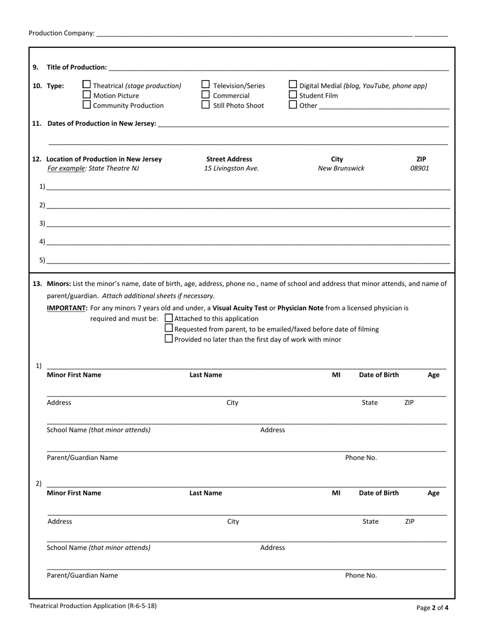 Theatrical Production Application - New Jersey, Page 4