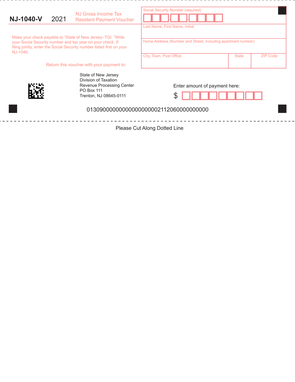 Form NJ1040V Download Fillable PDF or Fill Online Nj Gross Tax