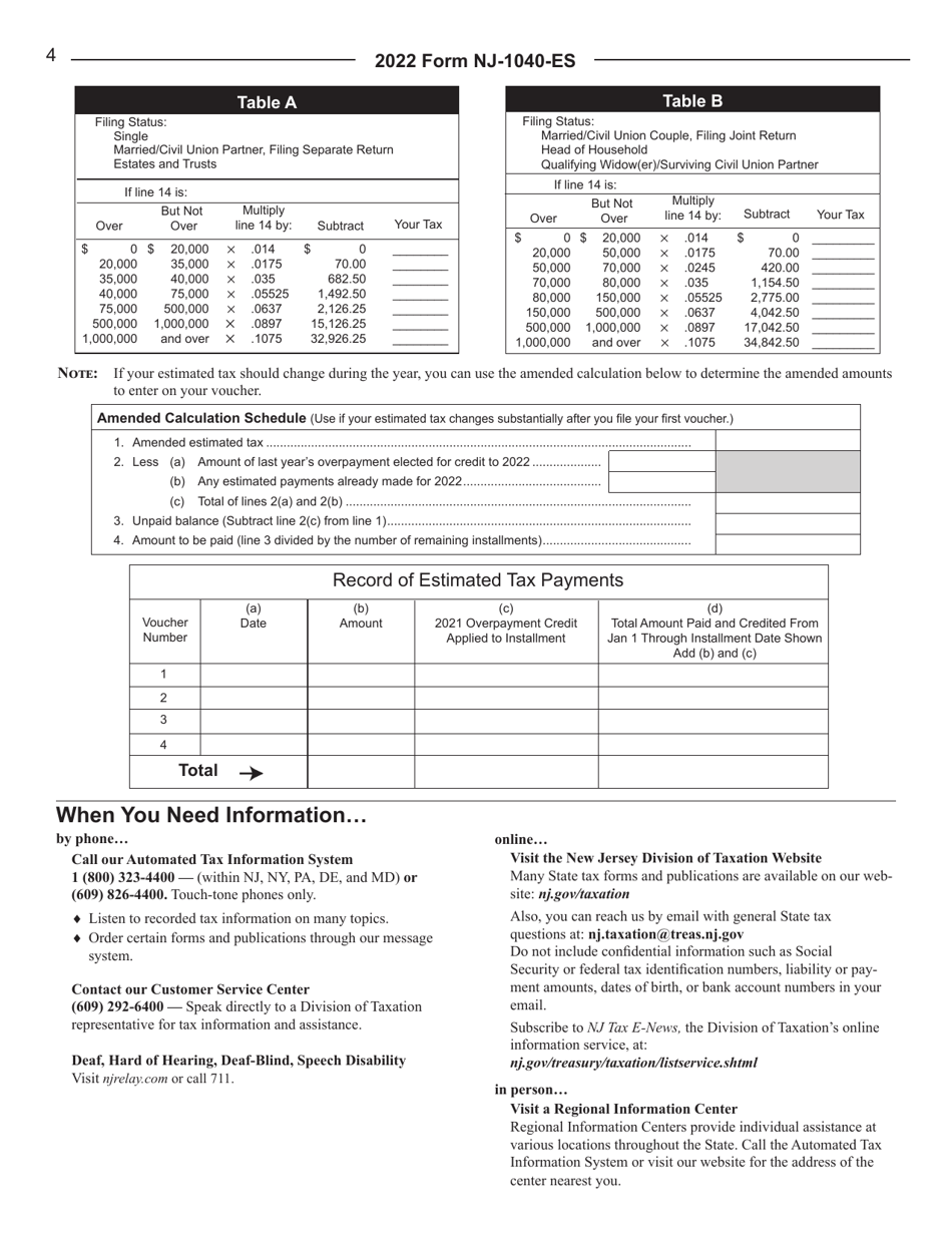 Instructions for Form NJ-1040-ES Estimated Income Tax Payment Voucher - New Jersey, Page 4