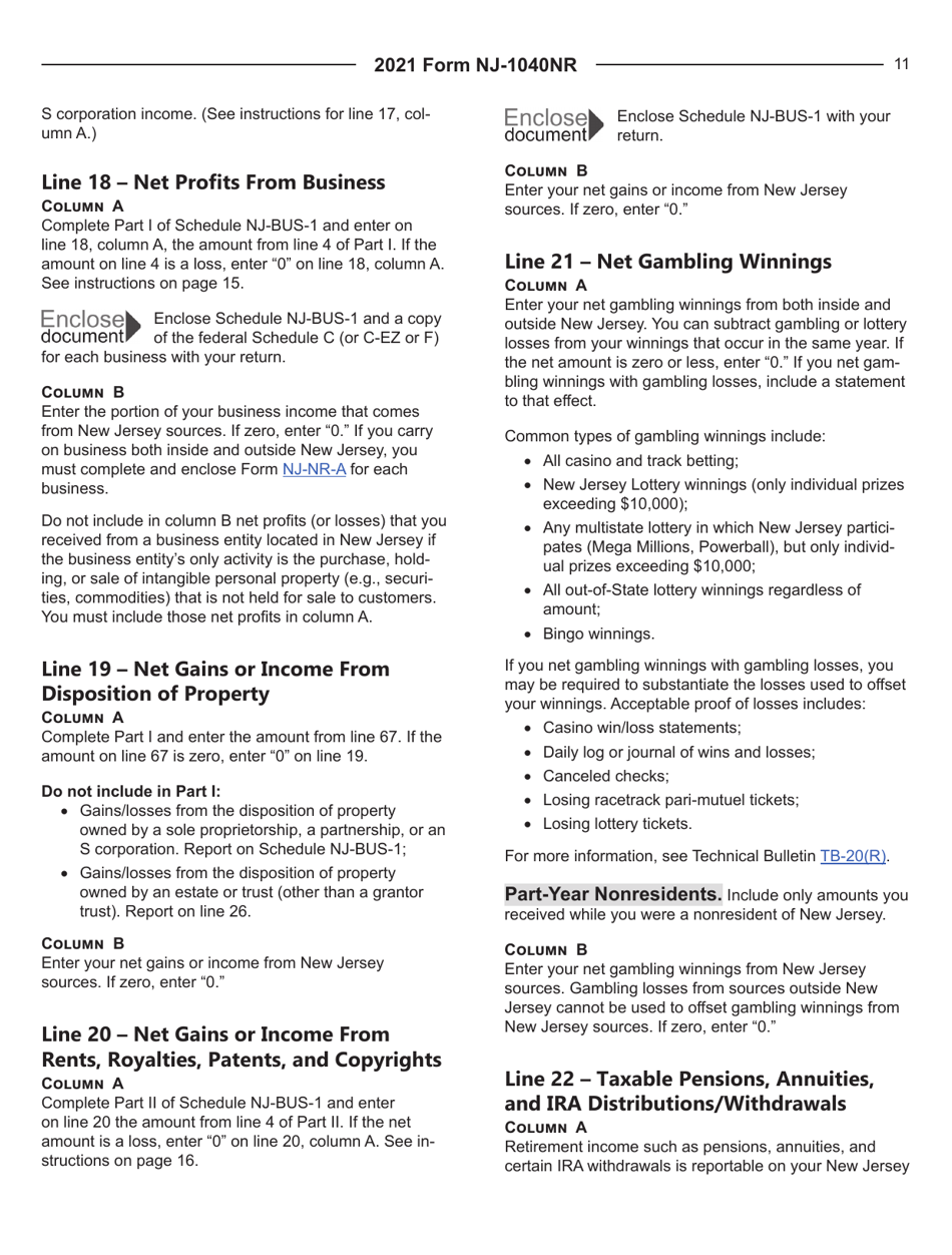 Instructions for Form NJ-1040NR Nonresident Income Tax Return - New Jersey, Page 11