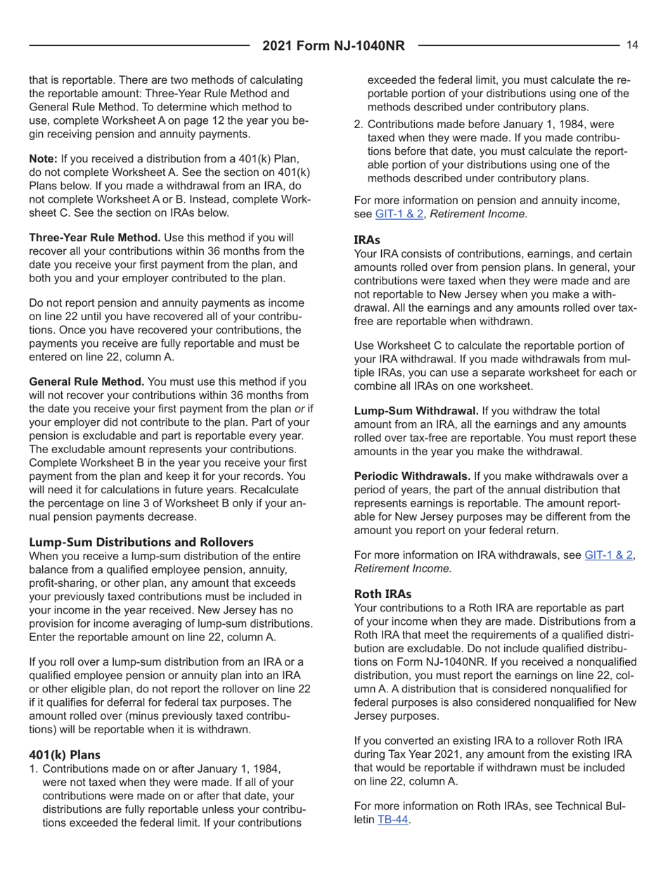 Instructions for Form NJ-1040NR Nonresident Income Tax Return - New Jersey, Page 14