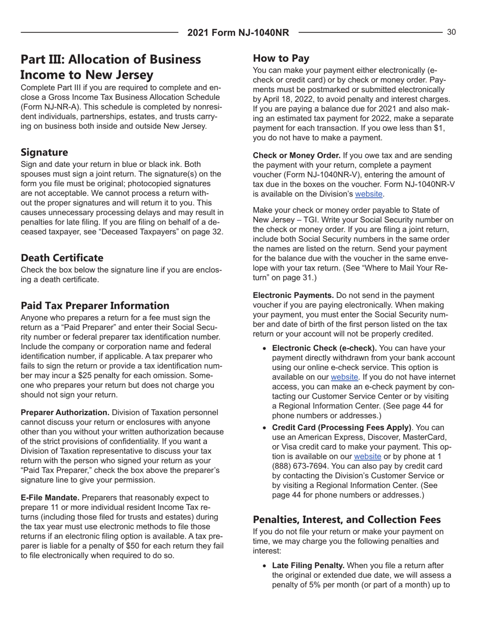 Instructions for Form NJ-1040NR Nonresident Income Tax Return - New Jersey, Page 30