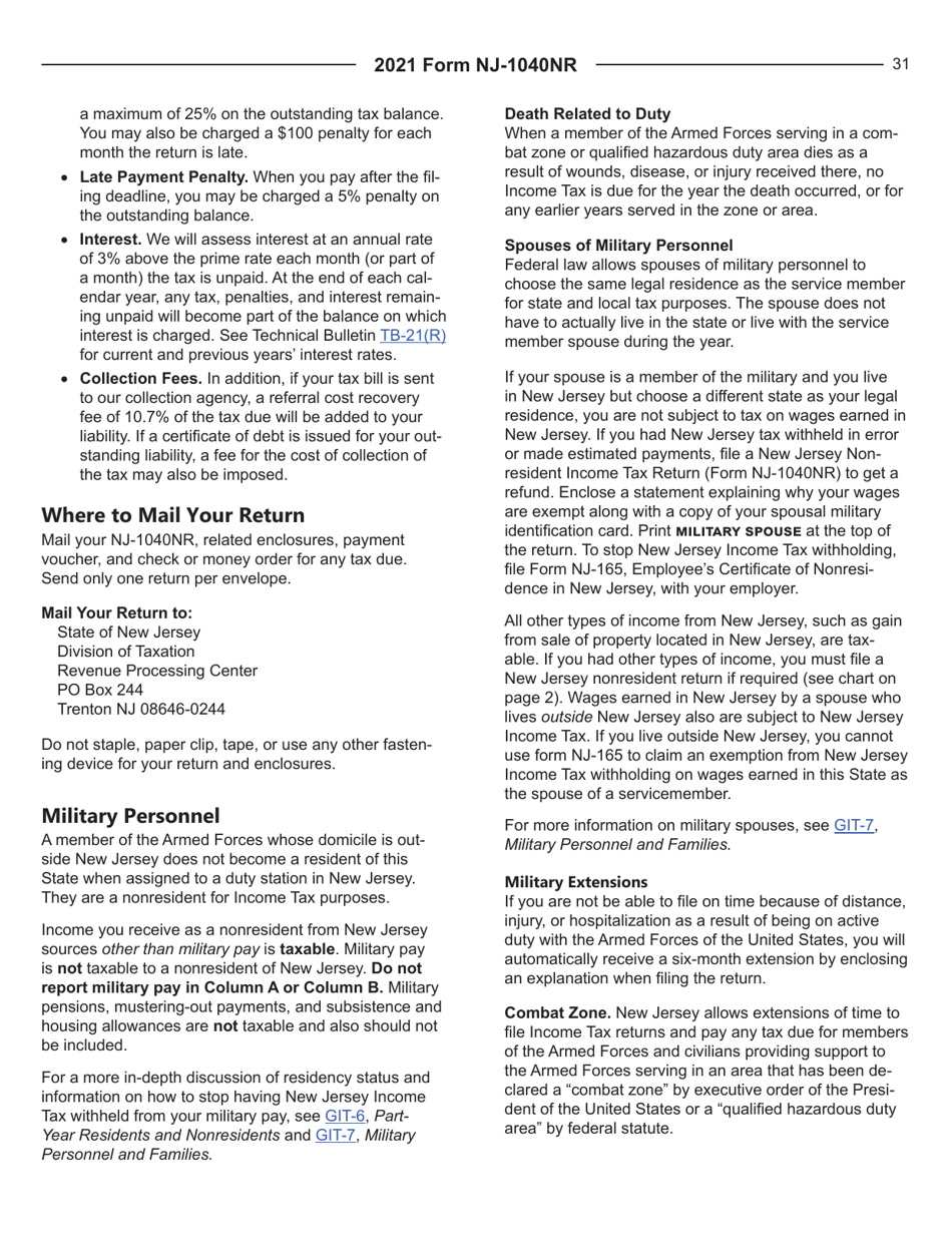 Instructions for Form NJ-1040NR Nonresident Income Tax Return - New Jersey, Page 31