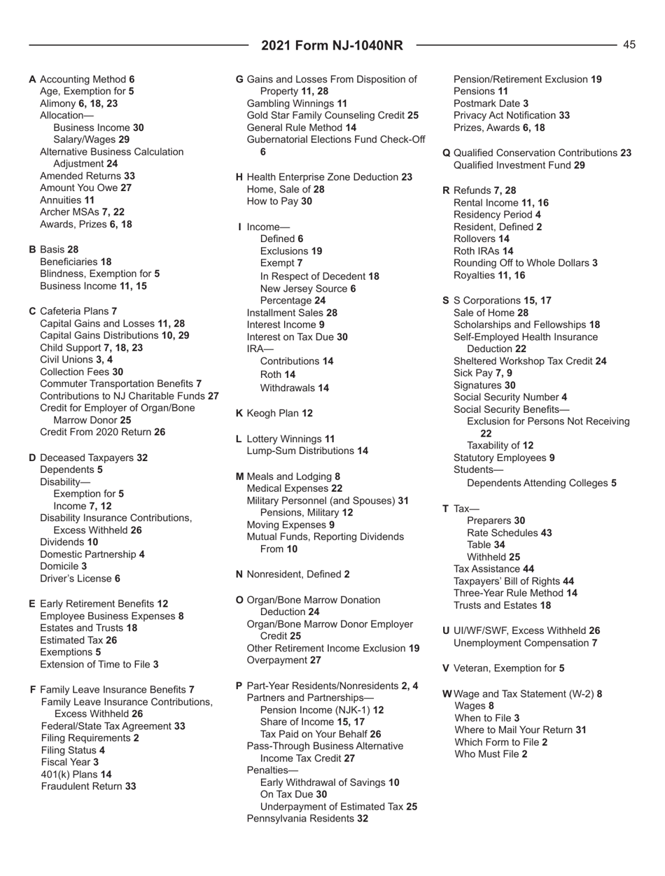 Instructions for Form NJ-1040NR Nonresident Income Tax Return - New Jersey, Page 45