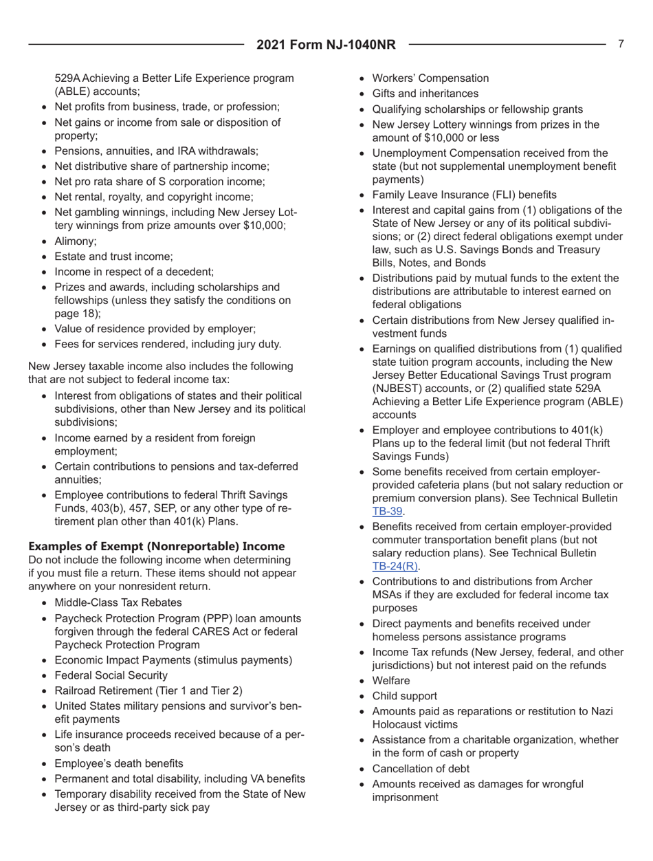 Instructions for Form NJ-1040NR Nonresident Income Tax Return - New Jersey, Page 7