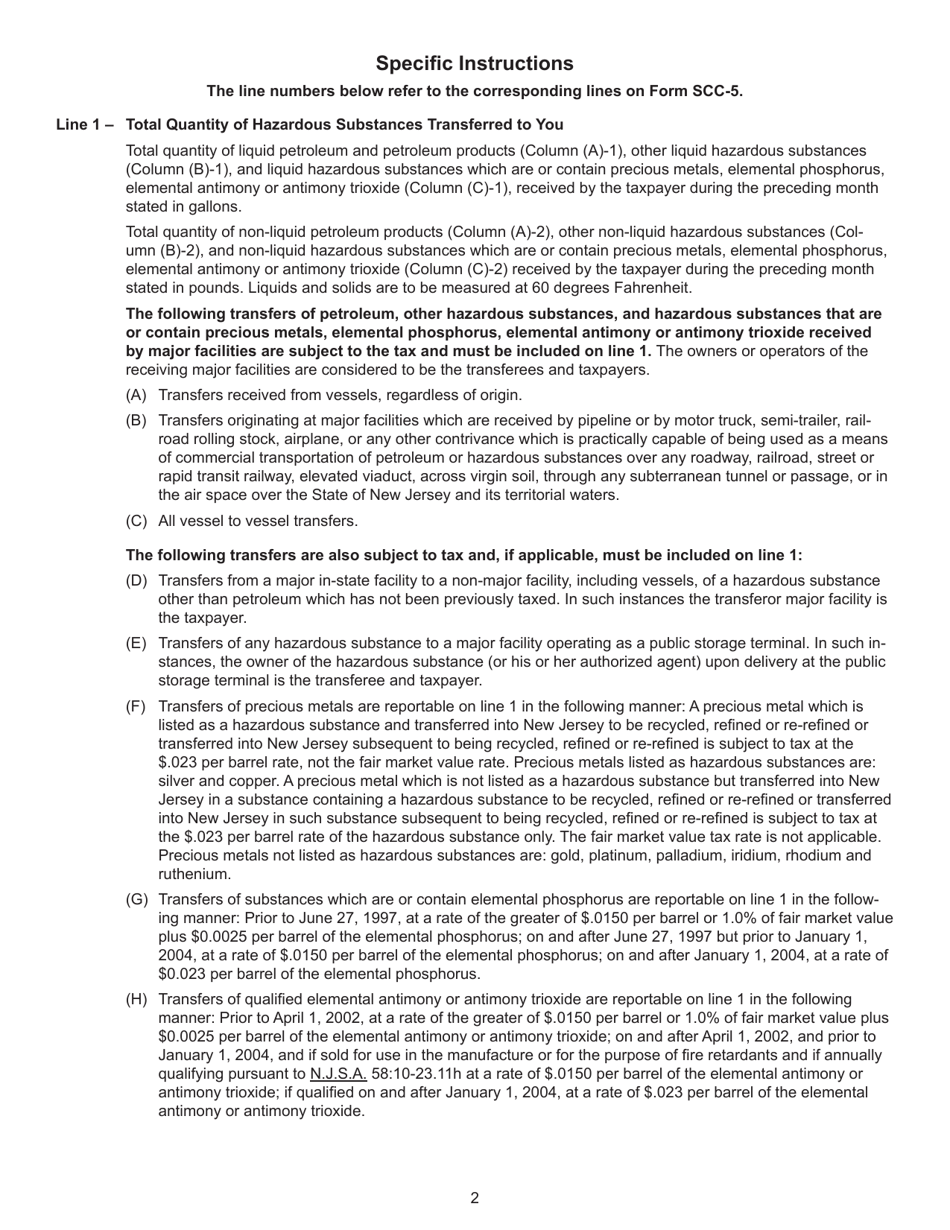 Form SCC-5 Spill Compensation and Control Tax - New Jersey, Page 3