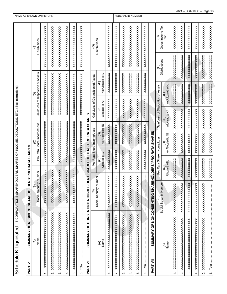 Form CBT-100S New Jersey Corporation Business Tax Return Sample - New Jersey, Page 14