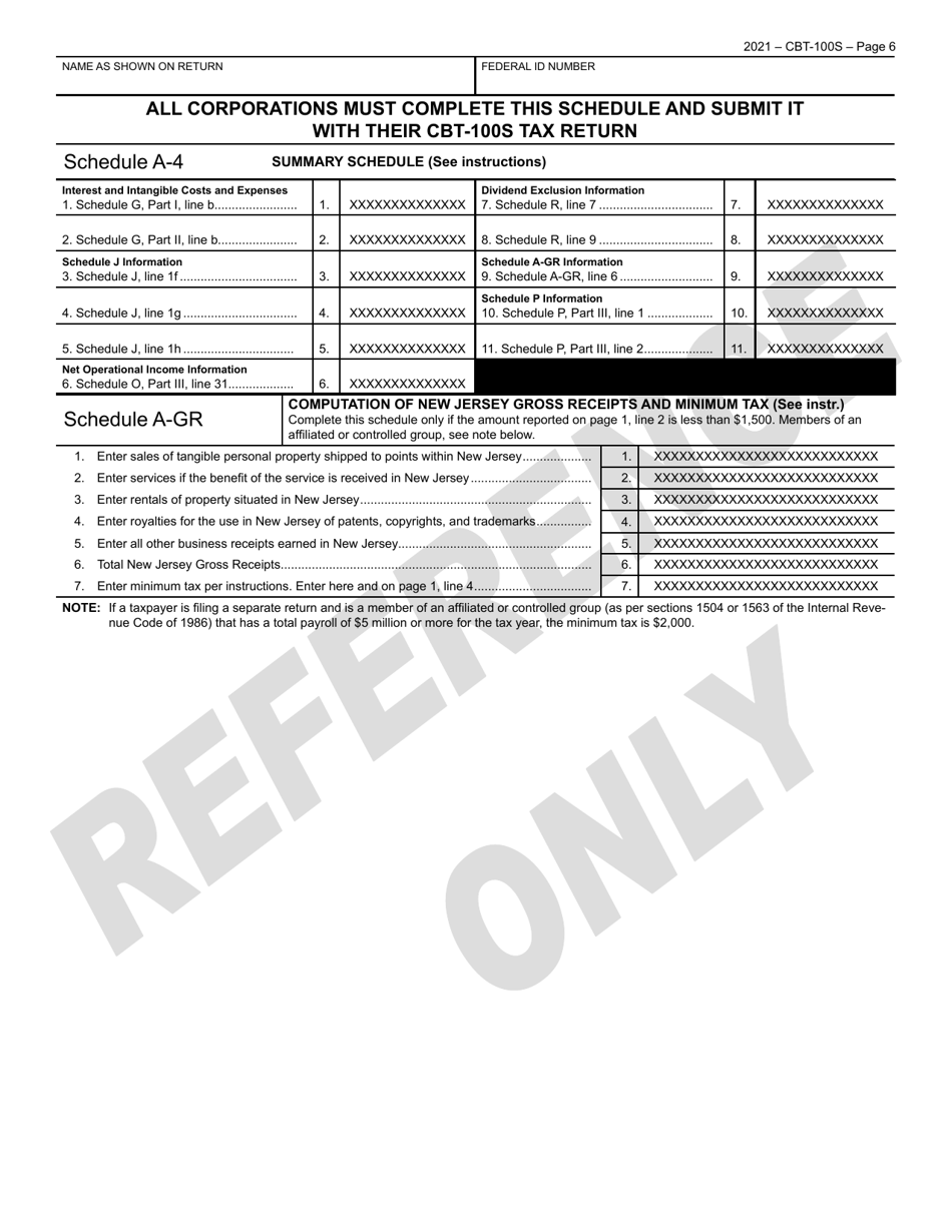 Form CBT-100S New Jersey Corporation Business Tax Return Sample - New Jersey, Page 7