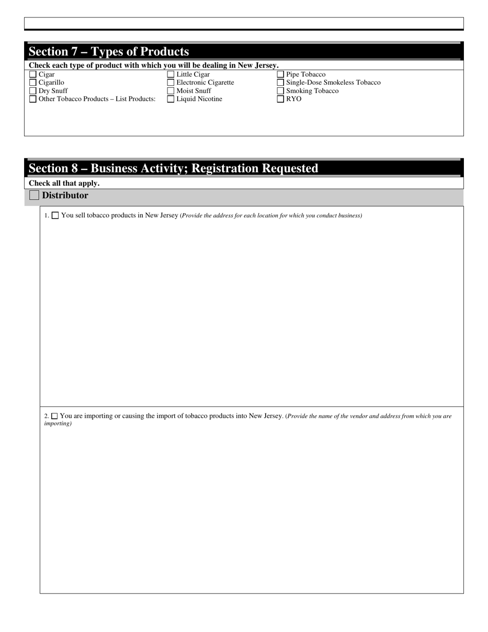 Form TPT-R Tobacco and Vapor Products Tax Registration - New Jersey, Page 5