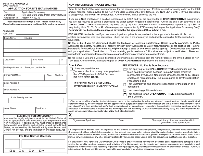 Form NYS-APP  Printable Pdf