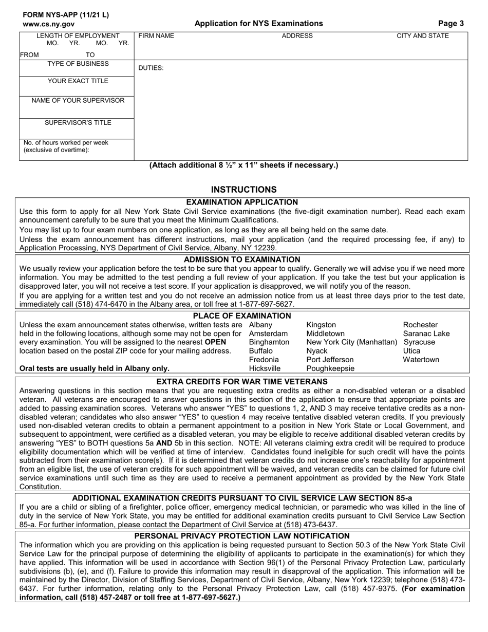 Form NYS-APP Application for NYS Examinations - New York, Page 3