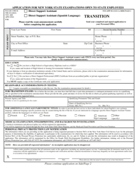Document preview: Form NYS-APP-4 #10-024 Application for New York State Examinations Open to State Employees - Direct Support Assistant Trainee - New York
