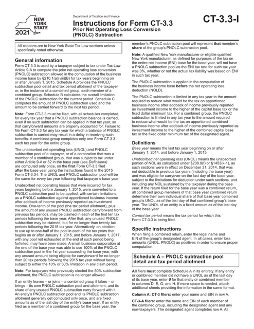 Form CT-3.3 2021 Printable Pdf