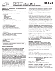 Document preview: Instructions for Form CT-3-M General Business Corporation Mta Surcharge Return - New York