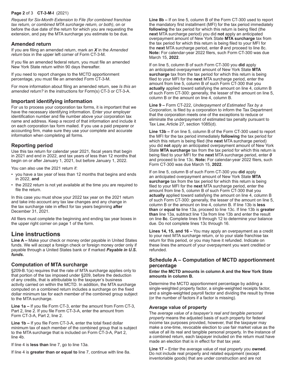 Instructions for Form CT-3-M General Business Corporation Mta Surcharge Return - New York, Page 2