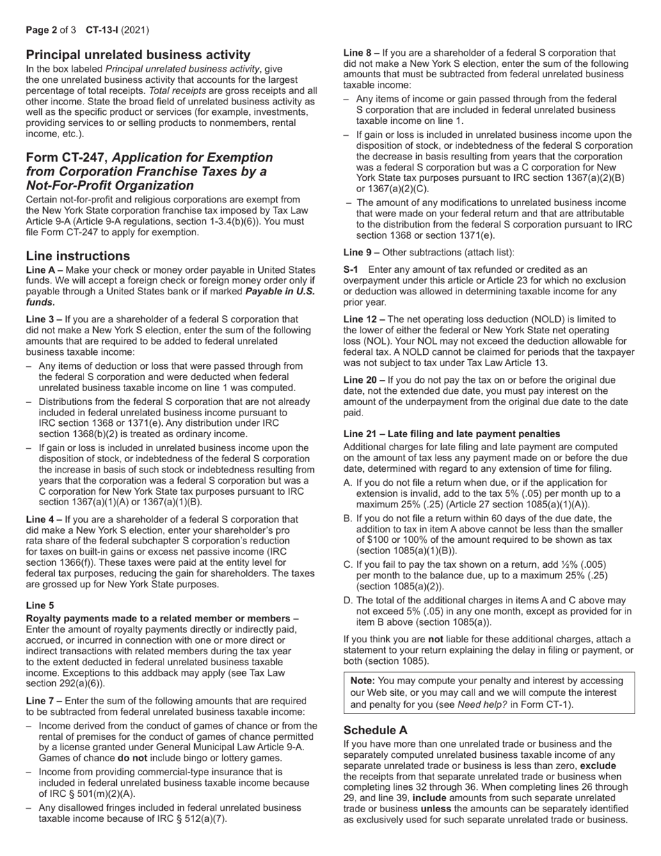Instructions for Form CT-13 Unrelated Business Income Tax Return - New York, Page 2