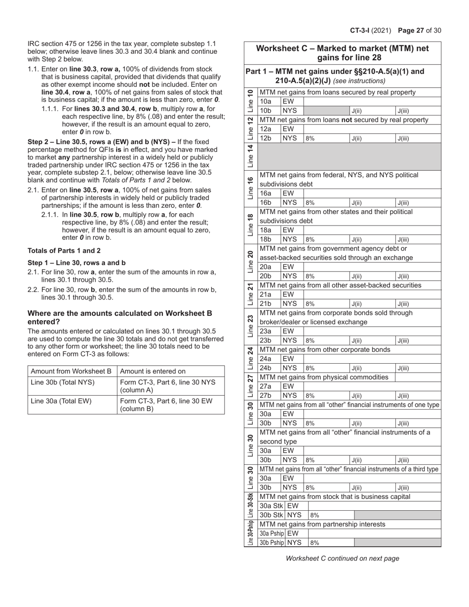 Instructions for Form CT-3 General Business Corporation Franchise Tax Return - New York, Page 27
