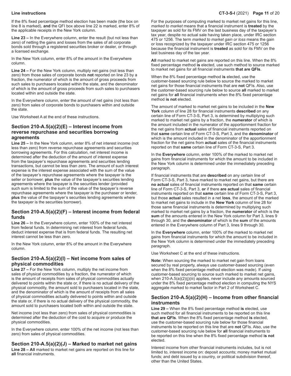 Instructions for Form CT-3-S New York S Corporation Franchise Tax Return - New York, Page 11