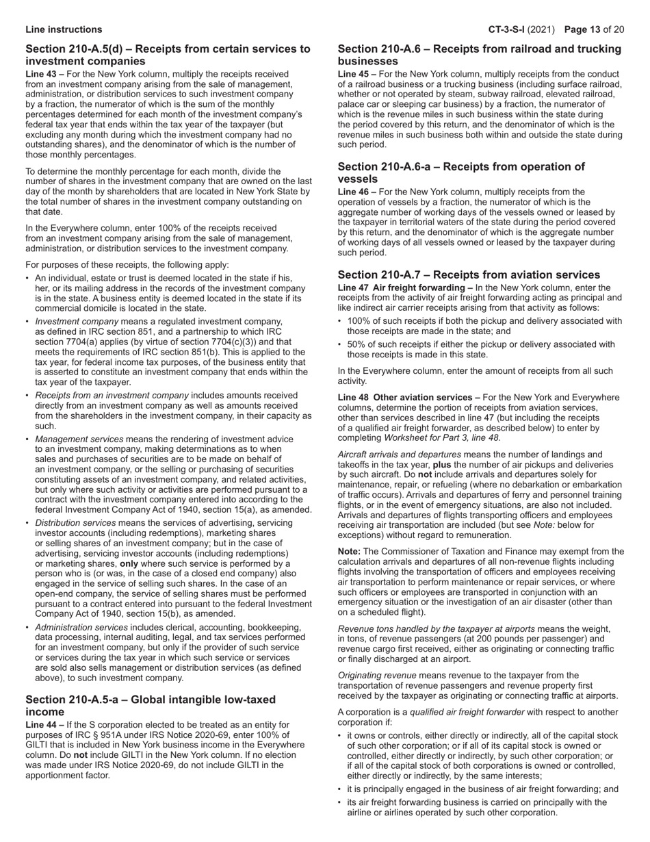 Instructions for Form CT-3-S New York S Corporation Franchise Tax Return - New York, Page 13