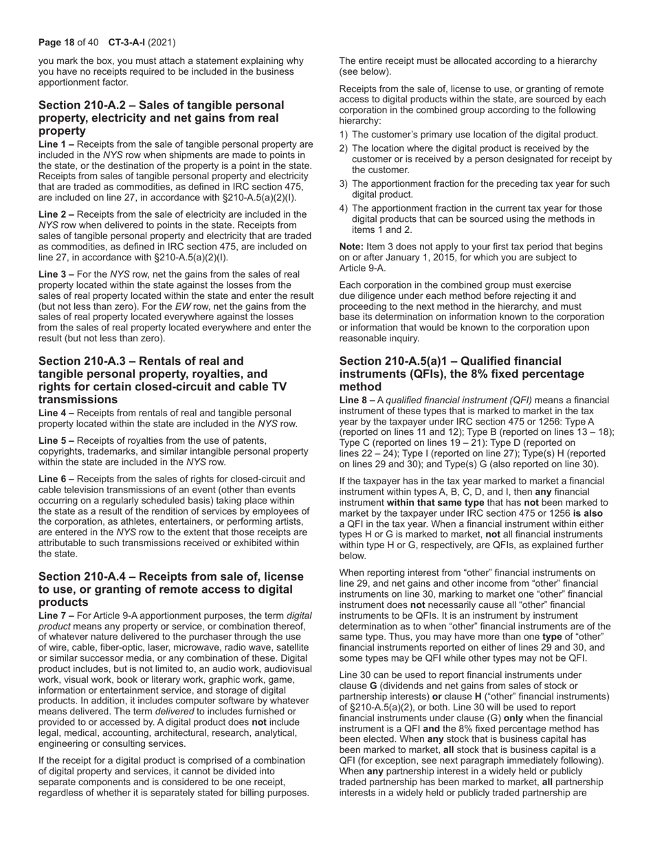 Instructions for Form CT-3-A General Business Corporation Combined Franchise Tax Return - New York, Page 18
